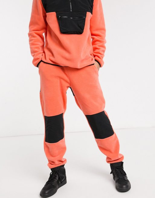 ASOS DESIGN – Koralowy komplet z polaru z nylonowymi wstawkami, 3 z 3