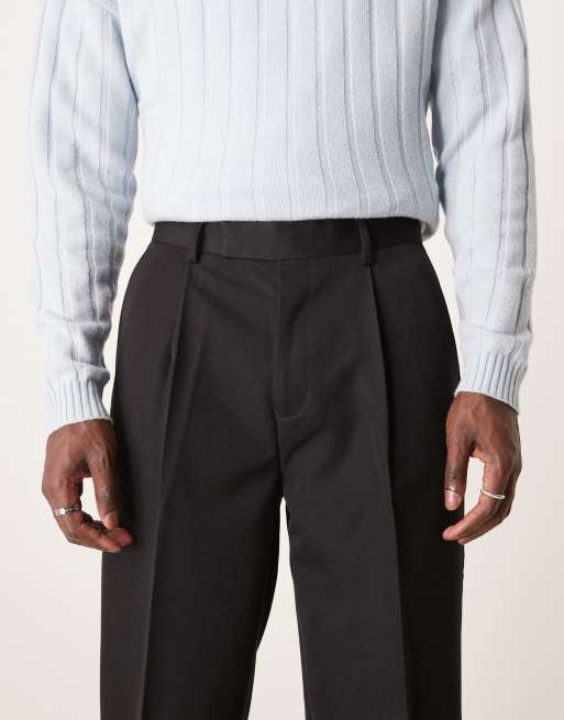 ASOS DESIGN – Zwężane spodnie garniturowe oversize z diagonalu w czarnym kolorze, 2 z 5
