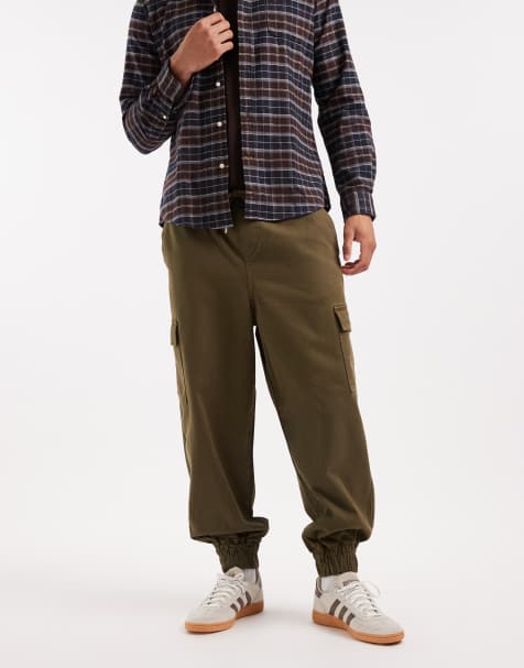 ASOS DESIGN tapered pull on cargos in khaki