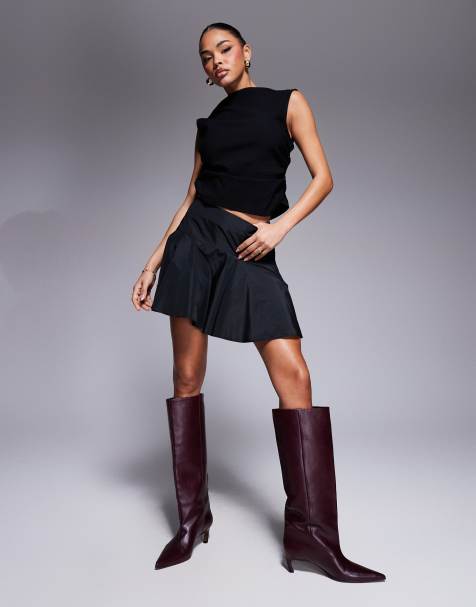 ASOS DESIGN - Zwierige minirok van tafzijde in zwart - view 1