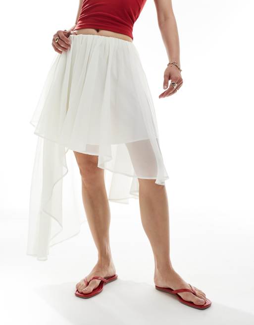ASOS DESIGN – Zwiewna asymetryczna spódnica w kremowym kolorze, 2 z 5
