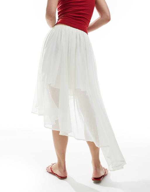 ASOS DESIGN – Zwiewna asymetryczna spódnica w kremowym kolorze, 4 z 5