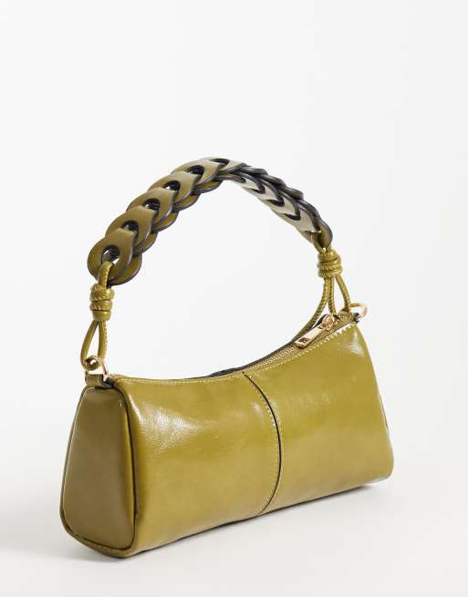 ASOS DESIGN – Zylinderförmige Clutch in Khaki mit gewebtem Henkel, 4 von 4