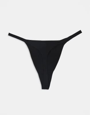 Asos Design 3 Pack Cotton Tanga Thong In Black