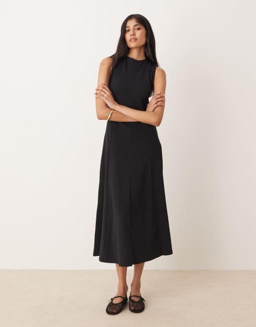 ASOS DESIGN cotton sleeveless midi sundress in black