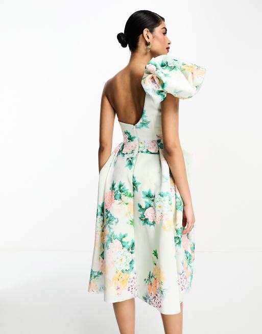 Asos design floral tie best sale strap prom midi dress