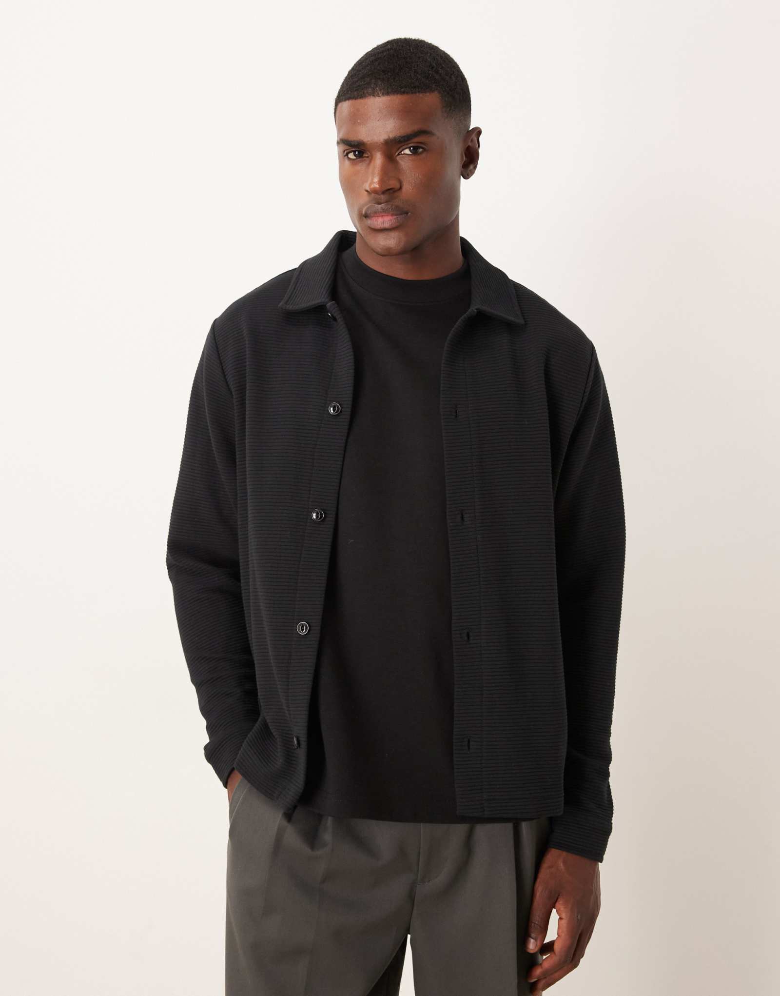 ДИЗАЙН ASOS застежка из трикотажа в рубчик черного цвета