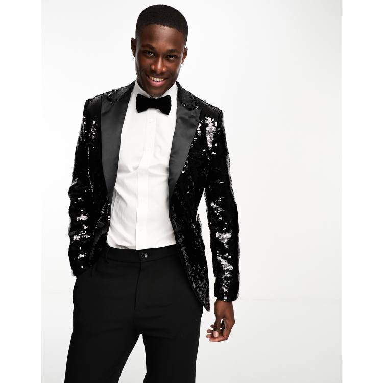 ASOS DESIGNS sequin blazer in sequin in black