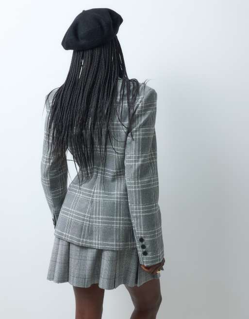 ASOS DESIGNSIGN - Blazer de costume ajusté à carreaux avec taille cintrée - Gris, 2 de 5