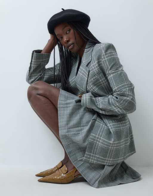 ASOS DESIGNSIGN - Blazer de costume ajusté à carreaux avec taille cintrée - Gris, 4 de 5