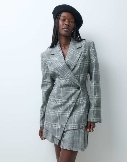 ASOS DESIGNSIGN - Blazer de costume ajusté à carreaux avec taille cintrée - Gris, 5 de 5