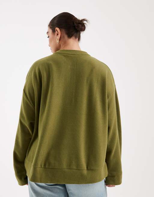 ASOS DESIN Curve Supersoft oversized henley jumper - KHAKI - DGREEN, 4 of 4