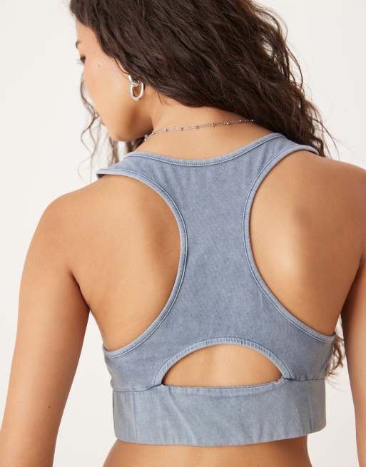 ASOS DESIN scoop neck bralette in washed charcoal
