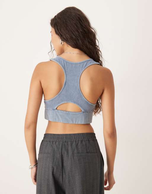 ASOS DESIN scoop neck bralette in washed charcoal
