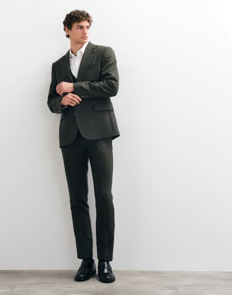 ASOS DESING skinny suit in green microtexture - view 1