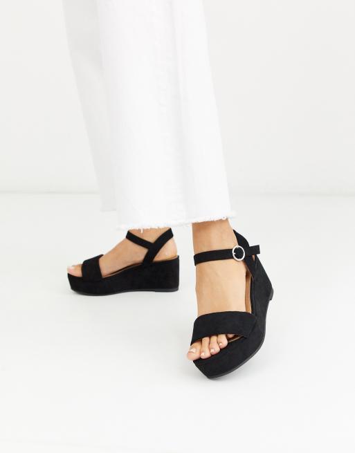 ASOS DESING - Tallie - Sorte flatform-sandaler