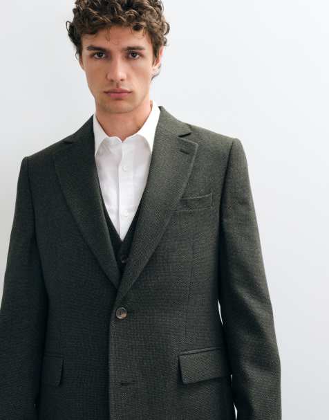 ASOS DESING veste de costume slim à microtexture verte - view 1