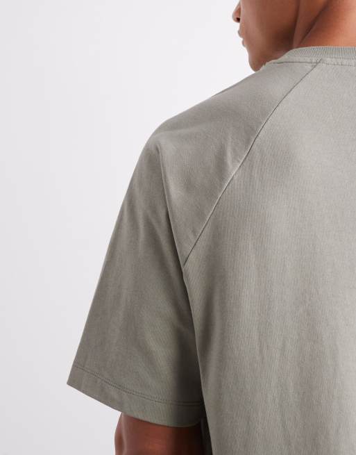 ASOS DETAIL - T-Shirt raglan comoda pesante da 240gsm kaki, 5 di 6