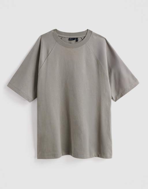 ASOS DETAIL - T-Shirt raglan comoda pesante da 240gsm kaki, 6 di 6