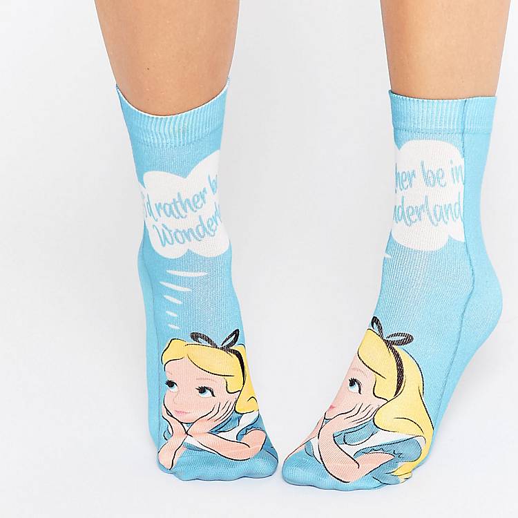 ASOS Disney Alice I Would Rather Be In Wonderland Ankle Socks