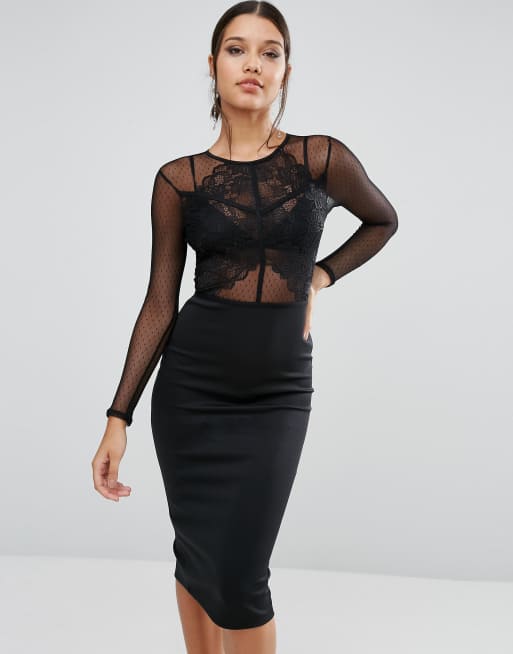 Scallop lace 2025 midi bodycon