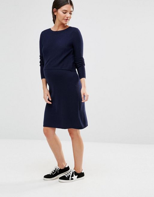 ASOS Double Layer Knit Dress in Cashmere Mix