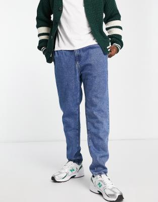 ASOS Double Pleat Straight Leg Jean In Light Blue