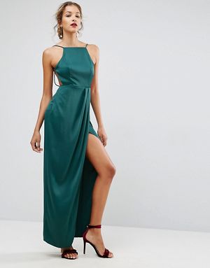 Asos long sleeve lace midi prom forest green dress dresses