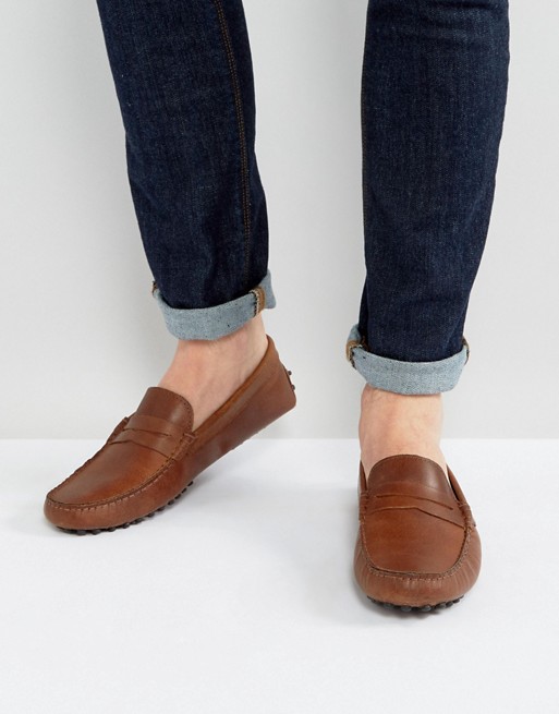 ASOS Driving Shoes In Brown Leather | ASOS
