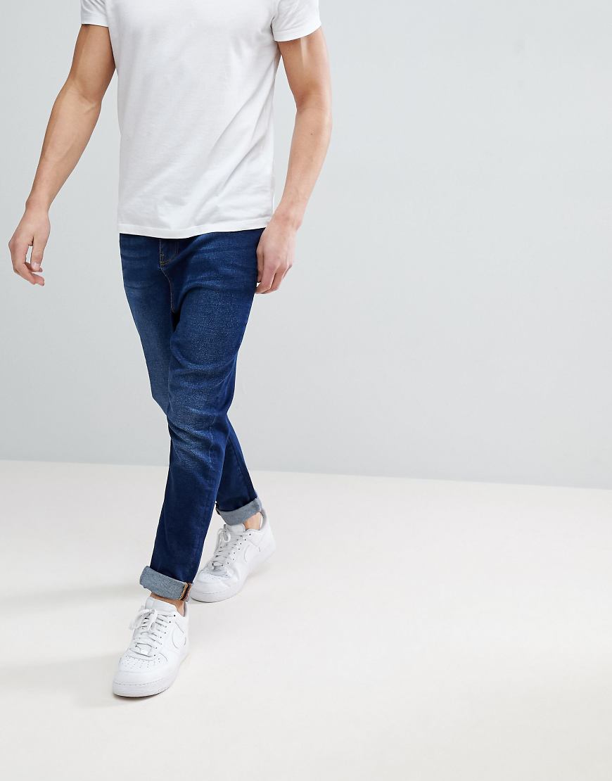 ASOS Drop Crotch Jeans In Vintage Dark Wash With Tint | ASOS