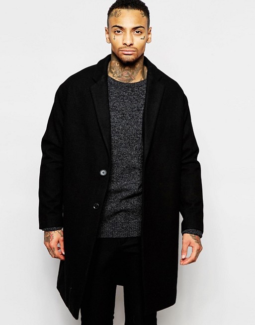ASOS | ASOS Drop Shoulder Overcoat In Black