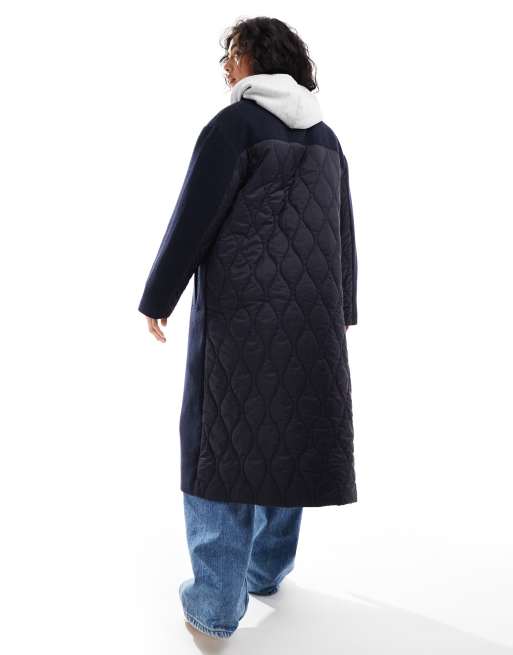 ASOS DSESIGN quilted hybrid formal coat in navy