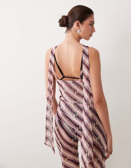 ASOS DSIGN mesh printed long line bandeau - part of a set, 4 of 4