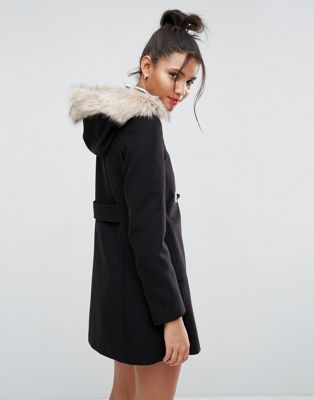 womens duffle coat with fur hood