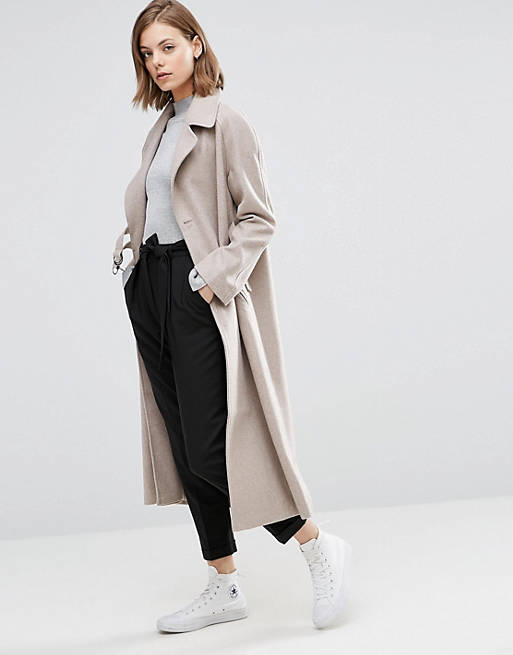 ASOS Duster Coat in Wool With D-Ring Detail