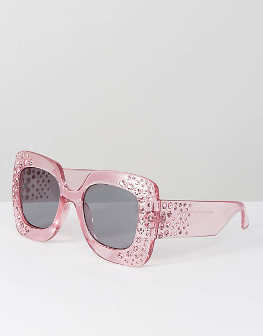 ASOS – Eckige Oversize-Sonnenbrille mit Verzierung
