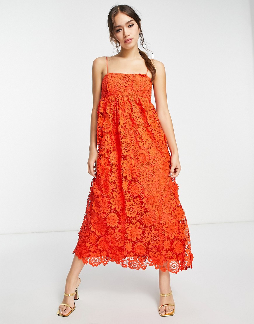 ASOS EDITION 3d floral cami midi dress in red