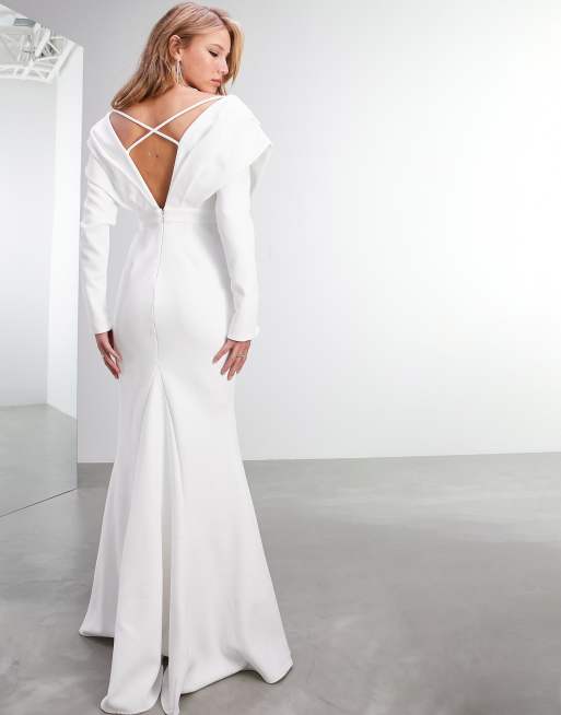 ASOS EDITION Ada cross back crepe wedding dress with fishtail