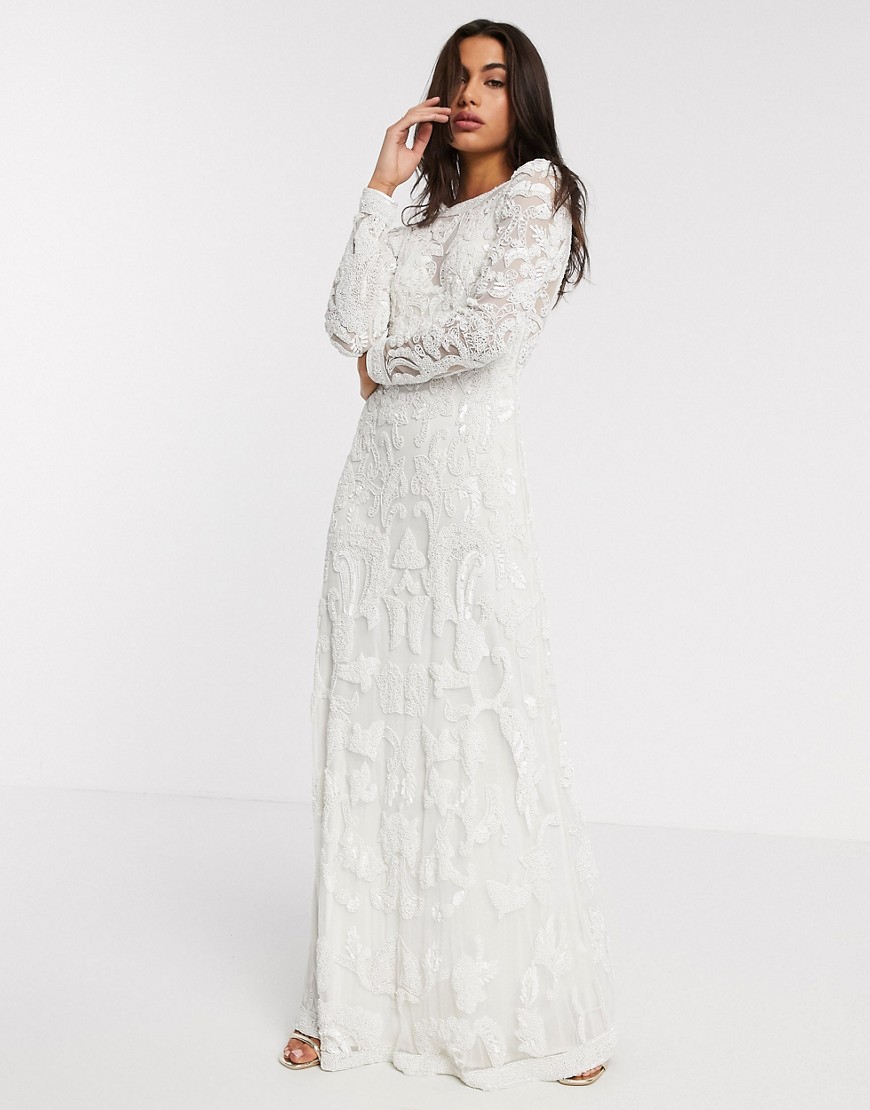 ASOS EDITION Alice beaded placement wedding dress-White