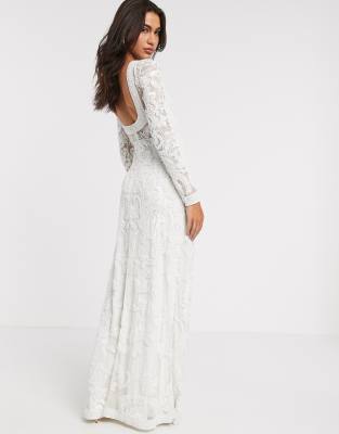 asos white beaded dress