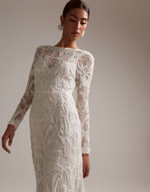 ASOS EDITION - Alice - Trouwjurk met kraaltjes in ivoorwit, 5 van 6