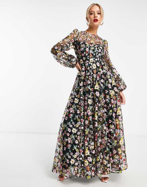 ASOS CURVE Floral Maxi Dungaree Dress, ASOS