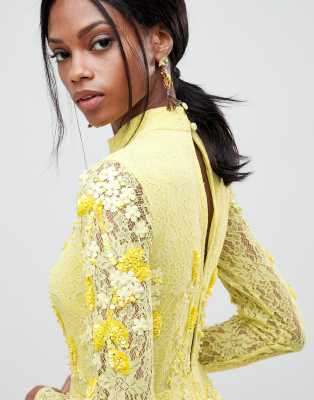 yellow lace dress asos