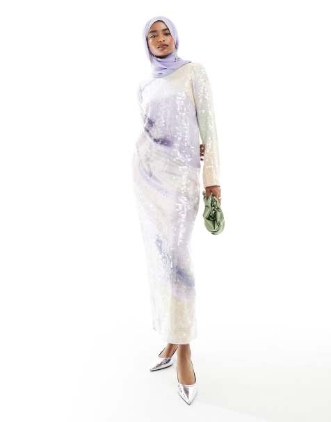 Long sleeve store pastel maxi dress