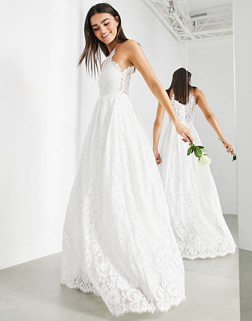 Dresses Amalie lace halter neck maxi wedding dress 