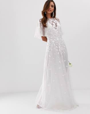 asos flutter sleeve wedding dress