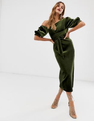 olive green velvet dress