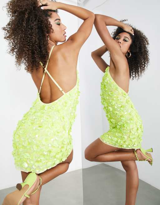 Asos green hot sale backless dress