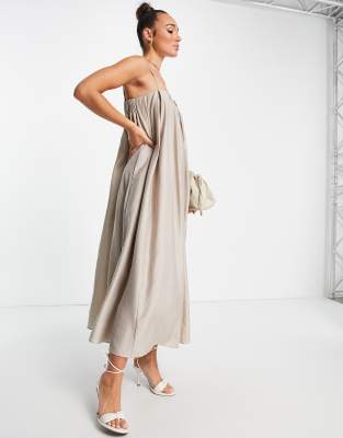 grey bandeau maxi dress