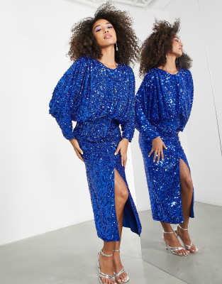 asos edition batwing midi dress in sequin